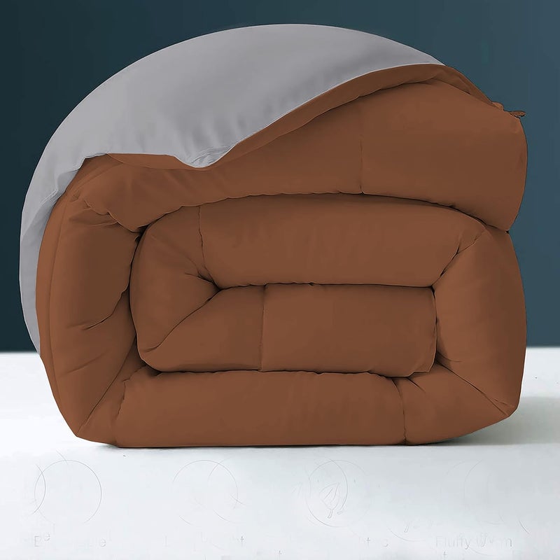 Filbert All Season 250 GSM Comforter Super Soft Fluffy Revesible Comforter 90 x 100 Inches228cm x 254cm Double Bed ComforterSilverChocolate Brown - Image 4