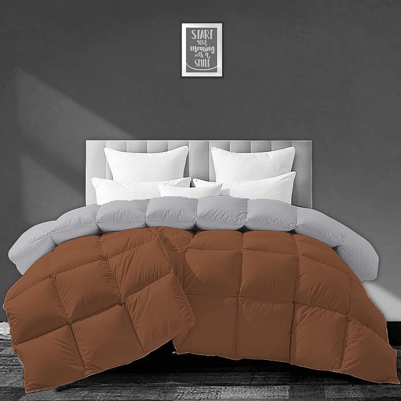Filbert All Season 250 GSM Comforter Super Soft Fluffy Revesible Comforter 90 x 100 Inches228cm x 254cm Double Bed ComforterSilverChocolate Brown - Image 1