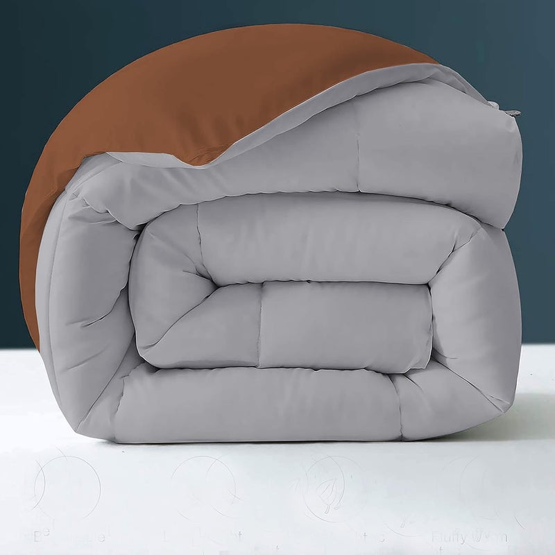 Filbert All Season 250 GSM Comforter Super Soft Fluffy Revesible Comforter 90 x 100 Inches228cm x 254cm Double Bed ComforterSilverChocolate Brown - Image 3