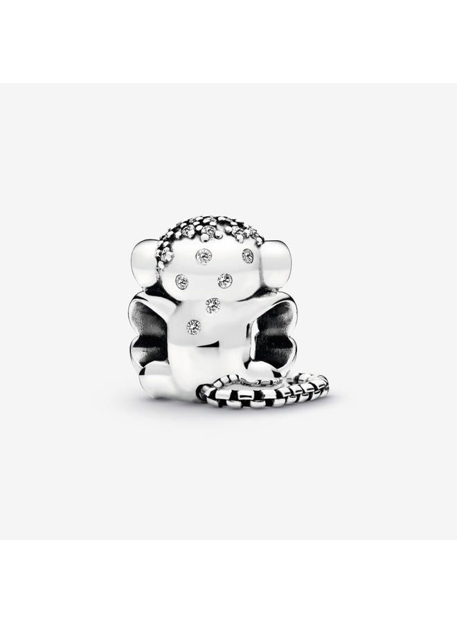ZURWTCH Pavé Zircon Monkey Charm Fit Women Bracelet Necklaces Fashion Gifts 925 Sterling Silver DIY Jewelry, Silver, Zircon - Image 2