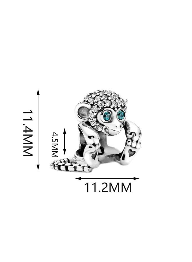 ZURWTCH Pavé Zircon Monkey Charm Fit Women Bracelet Necklaces Fashion Gifts 925 Sterling Silver DIY Jewelry, Silver, Zircon - Image 4