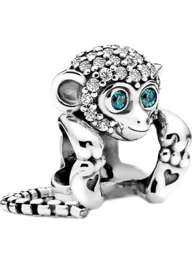 ZURWTCH Pavé Zircon Monkey Charm Fit Women Bracelet Necklaces Fashion Gifts 925 Sterling Silver DIY Jewelry, Silver, Zircon - Image 1