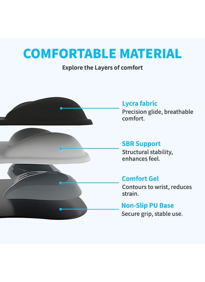 Generic - Mouse Pad with Wrist Rest, Non-Slip Base Mouse Mat, Soft Gel and Lycra Fabric, Comfortable and Breathable, Suitable for Long-Term Gaming and Office Work - Image 1