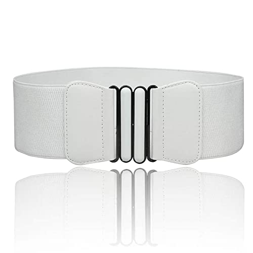 REDHORNS Fabric Elastic Waist Belt for Women Dresses Vintage Design Stretchy Wide Belt for Ladies Saree - Free Size (LD132J_White) - Image 1