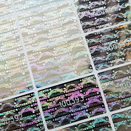 TLK&FBB 1.18X0.79 inch Silver High Security Tamper Evident Seal Warranty Void Original Genuine Authentic Hologram Labels/Stickers w/Unique Sequential Serial Numbering Tamper Proof Stickers（500） - Image 1
