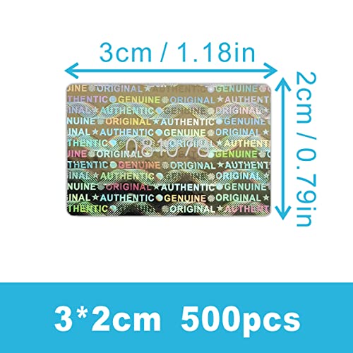 TLK&FBB 1.18X0.79 inch Silver High Security Tamper Evident Seal Warranty Void Original Genuine Authentic Hologram Labels/Stickers w/Unique Sequential Serial Numbering Tamper Proof Stickers（500） - Image 2
