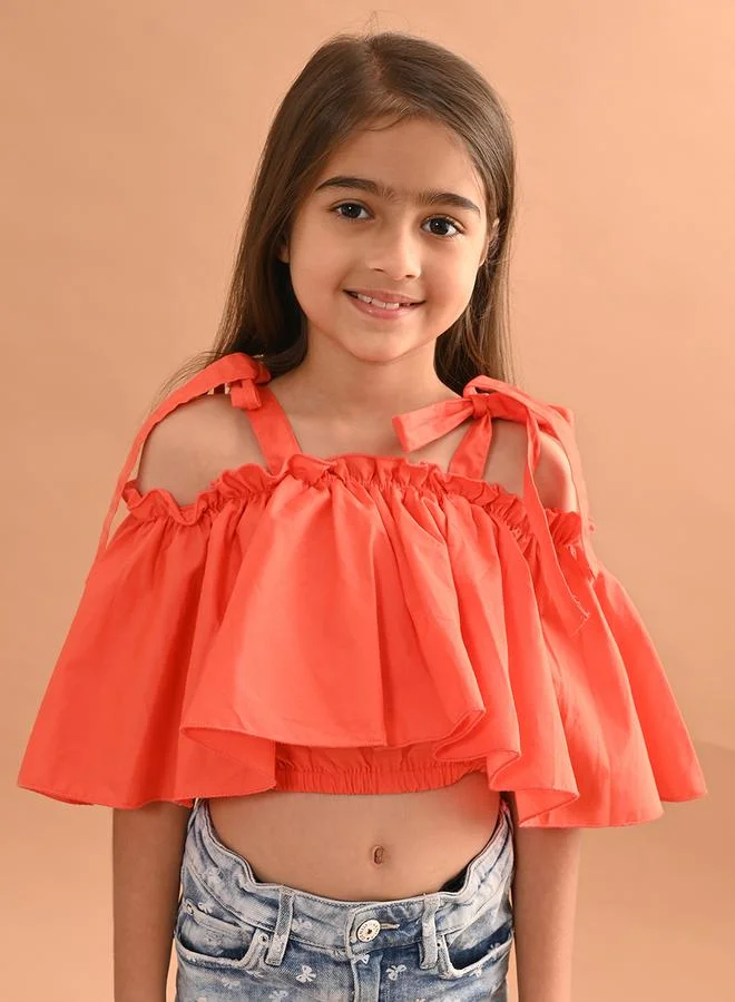 ليل بيكس Cold Shoulder Sleeves Layered Crop Top by Styli