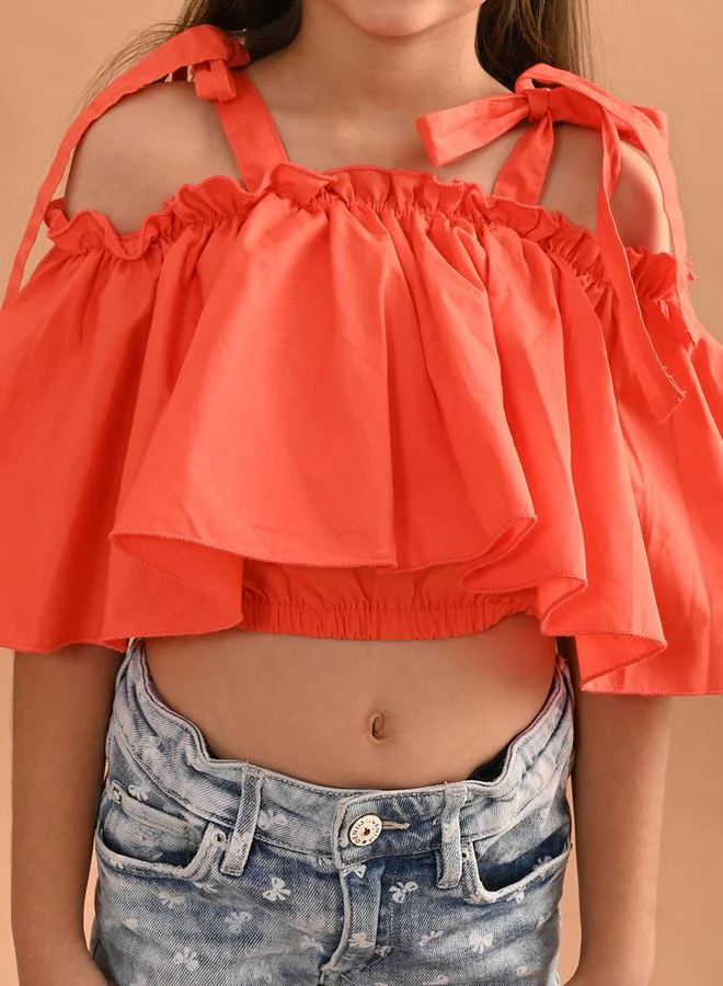 ليل بيكس Cold Shoulder Sleeves Layered Crop Top by Styli