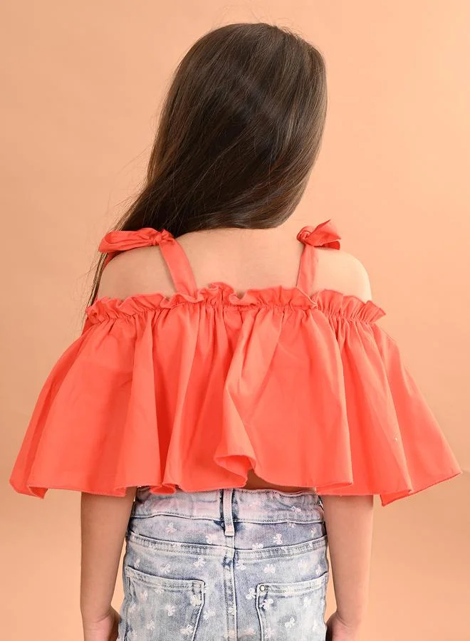 ليل بيكس Cold Shoulder Sleeves Layered Crop Top by Styli