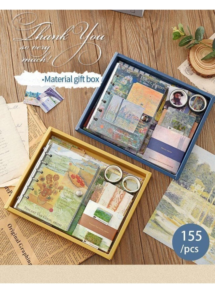 كيارا فني ريترو النمط الأوروبي اليقين كتيب هدية مربع مجموعة بسيطة فان غوخ اللوحة الزيتية كتيب أداة مجموعة المواد - Image 3