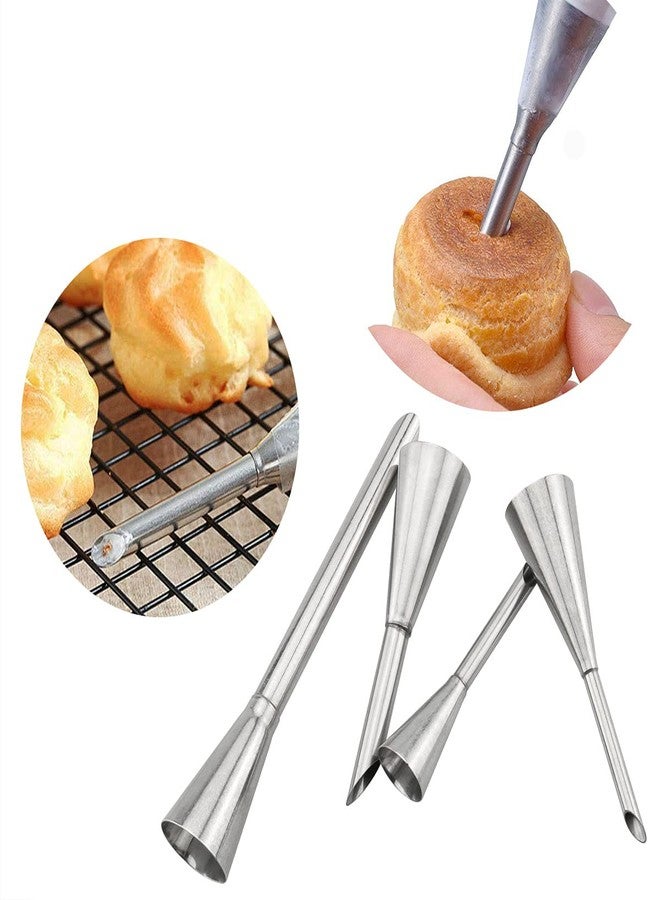 DGHAOP Cake Cream Puff Icing Piping Nozzle Tips 4 in 1 304 Stainless Steel Cream Piping Tip Nozzles Kit for Candy Fondant Baking Cake Decorating - Image 5