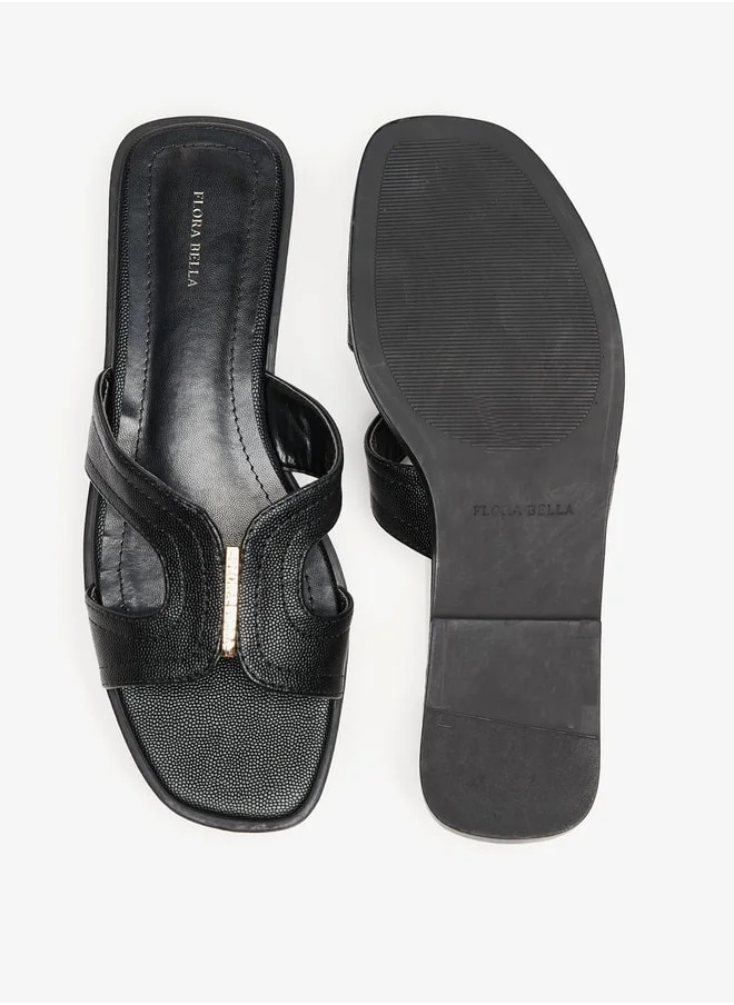 Flora Bella By Shoexpress Womens Textured Slip-On Sandals