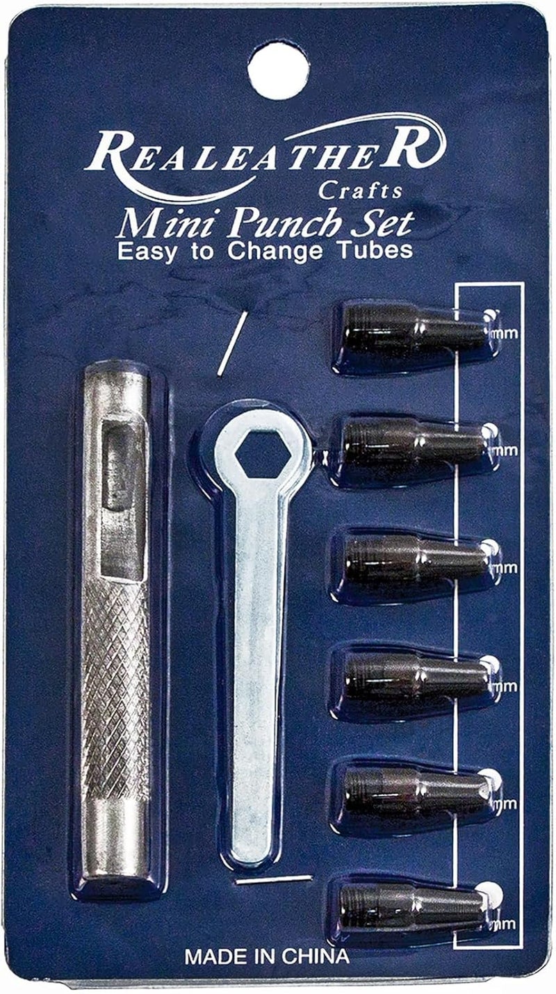 Realeather T3003 Mini Leather Punch Set for Crafting 6 Sizes from 116  316 Chrome 6Piece Set - Image 1