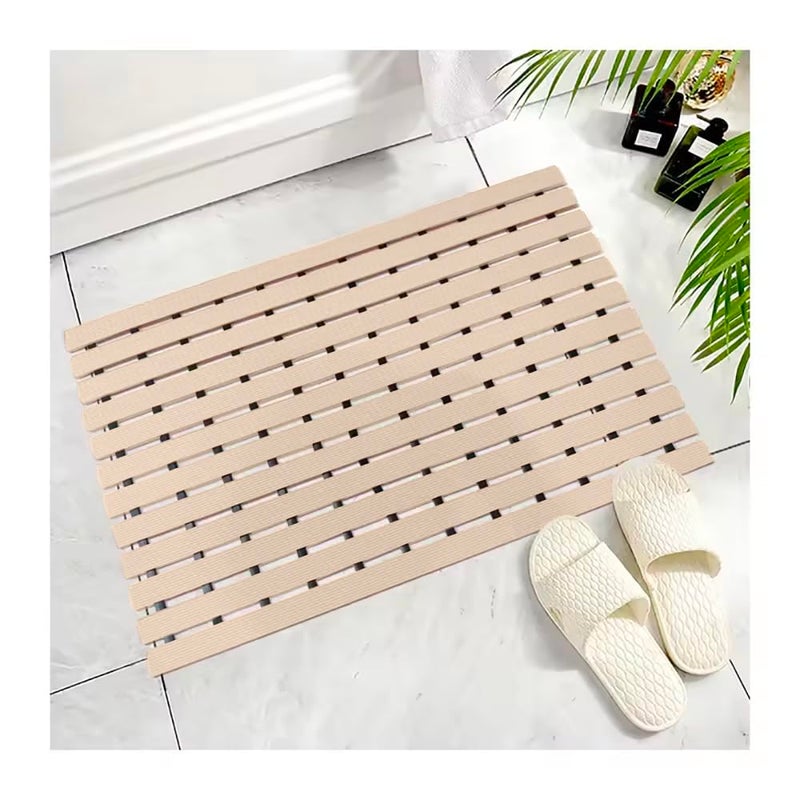 F fabsouk Shower Mats for Bathroom Anti Slip/Shower Mat/Shower Mat Anti Slip Bathroom Floor Mat with Water Drain Holes/Thickness 9mm/Size (Beige, 61cm x 45cm) - Image 1