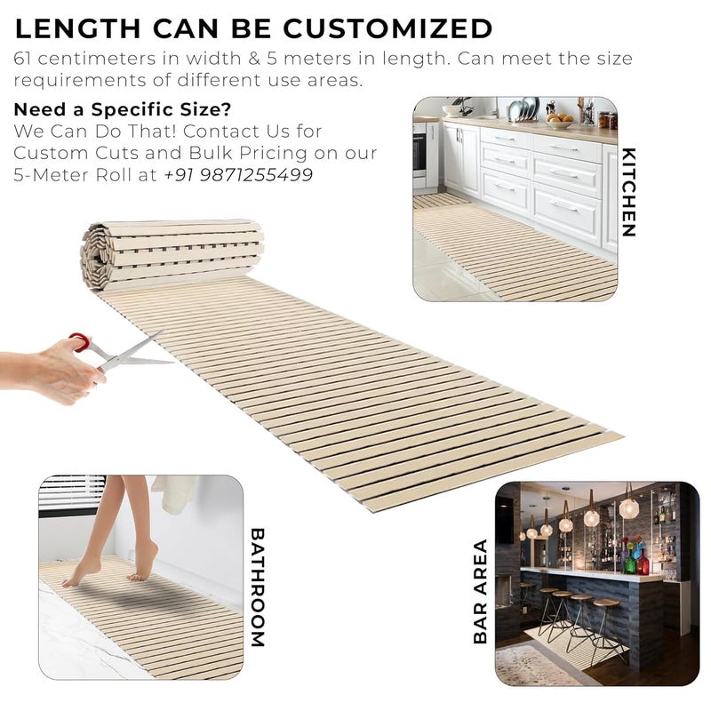 F fabsouk Shower Mats for Bathroom Anti Slip/Shower Mat/Shower Mat Anti Slip Bathroom Floor Mat with Water Drain Holes/Thickness 9mm/Size (Beige, 61cm x 45cm) - Image 5