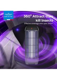 Brave High Power Mosquito Killer Lamp & Fly Trap, Smart Pest Control Device for Indoor & Outdoor Use, Effective in Killing Flying Insects, 15W Power & 1800V Electric Strike, Mosquito Fly Trap, 100% Original Insect Killer Device, High Power UV Mosquito Trap, Perfect for Home, Patio, Garden, Kitchen, Office, Camping, Durable Design, 24/7 Protection (Black)  - Image 4
