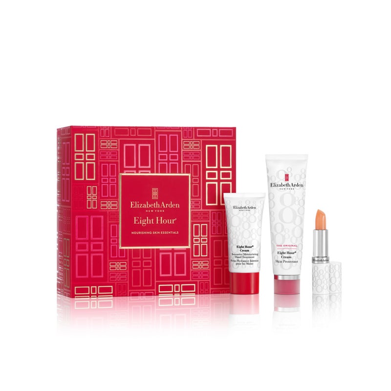 Elizabeth Arden Eight Hour Nourishing Skin Essentials, 3-Piece Hydrating Skincare Gift Set, Skin Protectant, Lip Balm SPF 15 & Hand Cream, Travel Size - Image 1