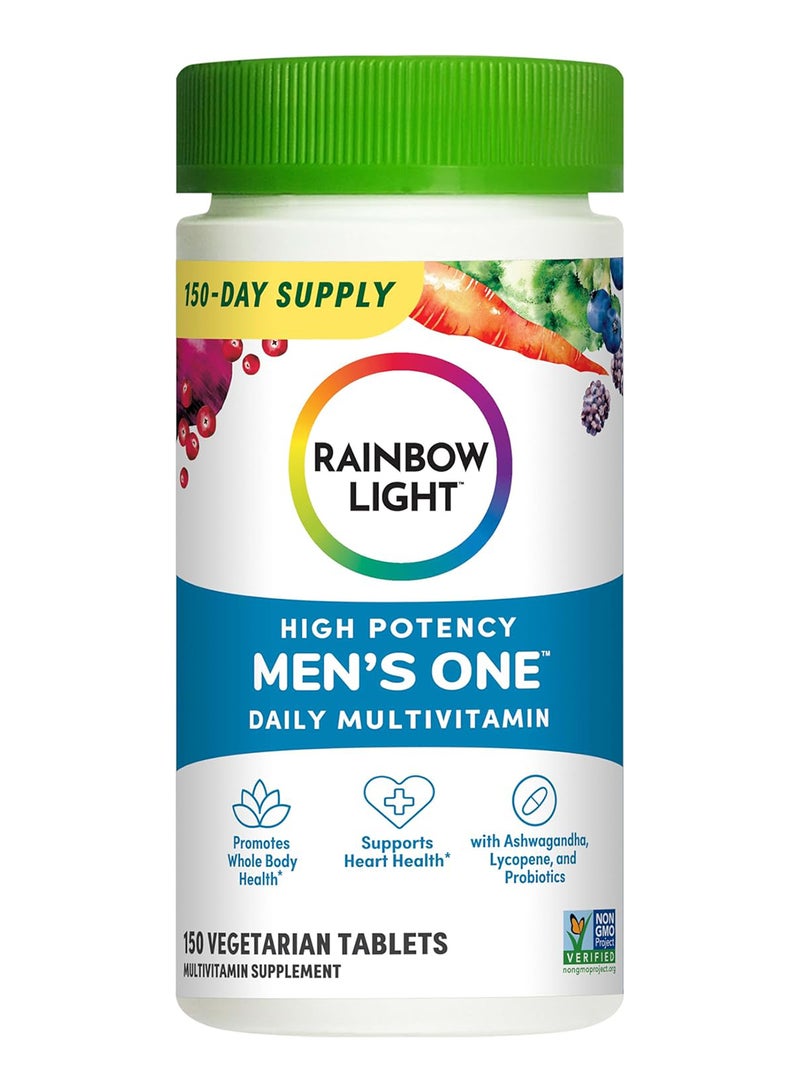 Rainbow Light Multivitamin for Men, Vitamin C, D And Zinc, Probiotics, Men's One Multivitamin Provides High Potency Immune Support, Non-GMO, Vegetarian, 150 Tablets