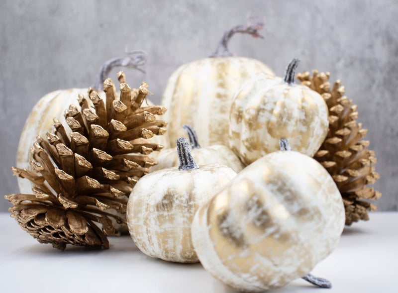 Fsforcar Gold Pumpkins, 12 PCS Thanksgiving Table Decorations for Home, Golden Brushed Rustic Artificial Pumpkin Set Decor for Fall Autumn Harvest Festival, Thanksgiving, Wedding, Outdoor Use - Image 4