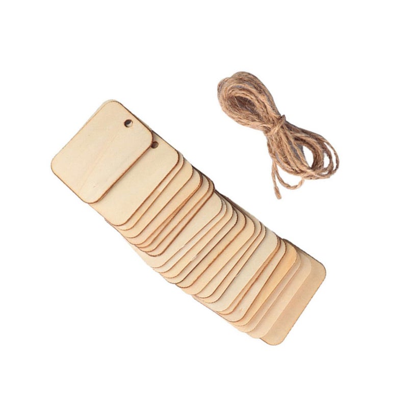 153 Pcs Hanging Wooden Message Board Set Small Square Tags Cord for DIY Decorations Party Favors - Image 2