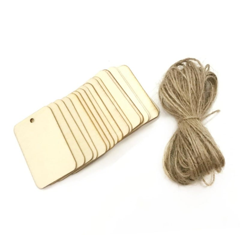 153 Pcs Hanging Wooden Message Board Set Small Square Tags Cord for DIY Decorations Party Favors - Image 3