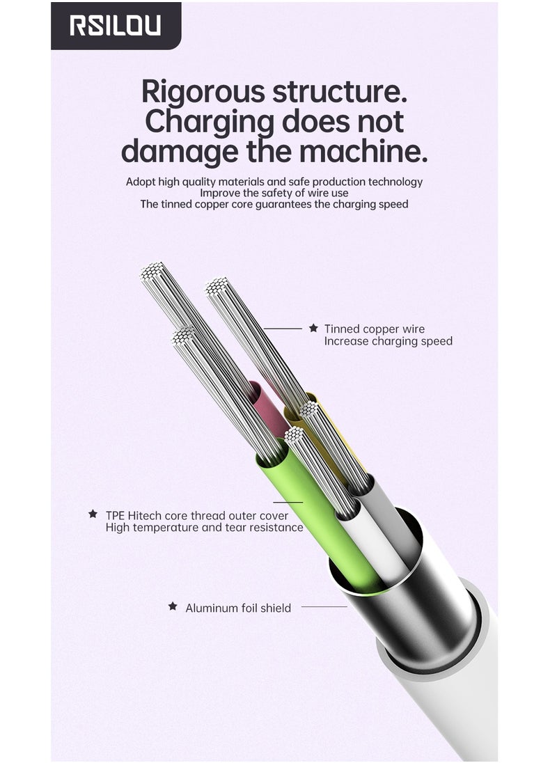 Lighting to USB-C Cable, 30W, High Durability and Flexible, Fast charging and data cable, 1M,  Transmission Copper Wires, Tangle and Entanglement free white