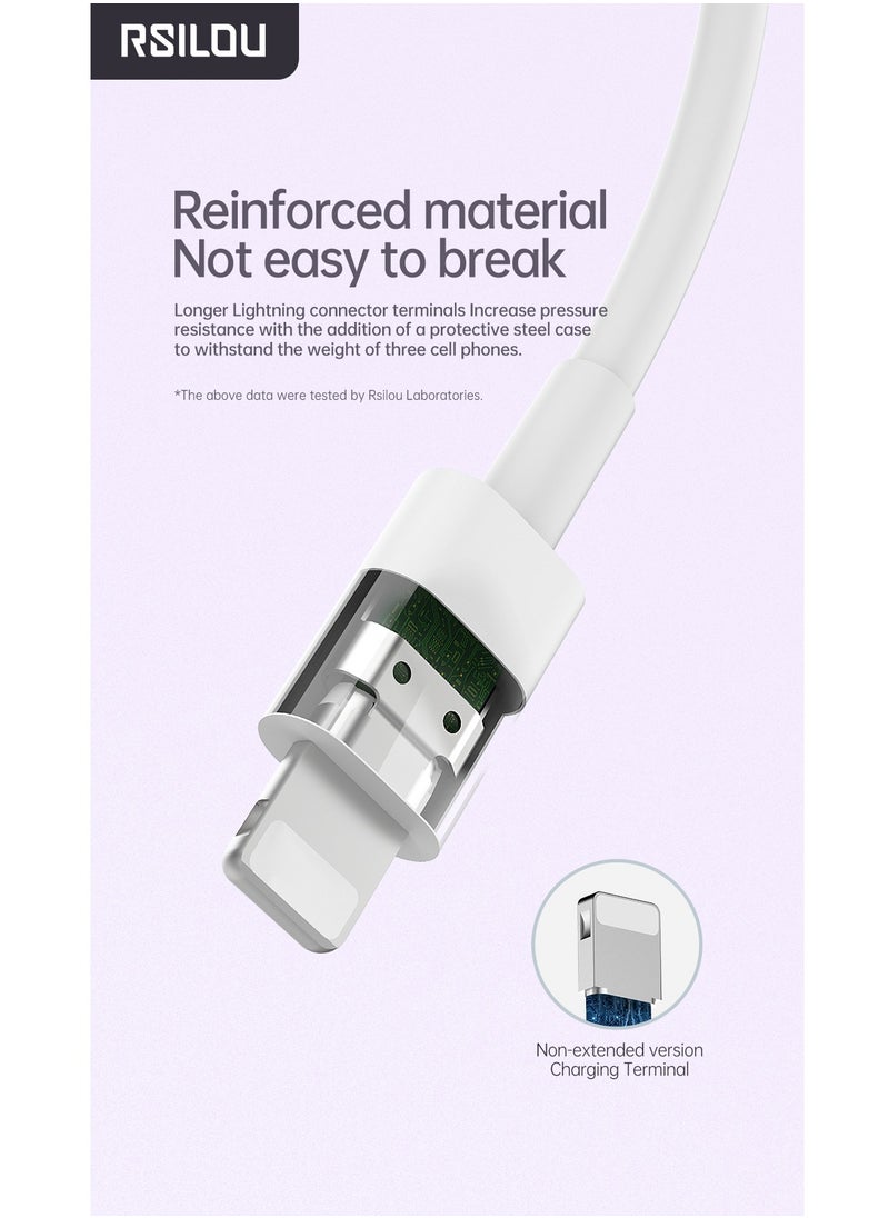 Lighting to USB-C Cable, 30W, High Durability and Flexible, Fast charging and data cable, 1M,  Transmission Copper Wires, Tangle and Entanglement free white