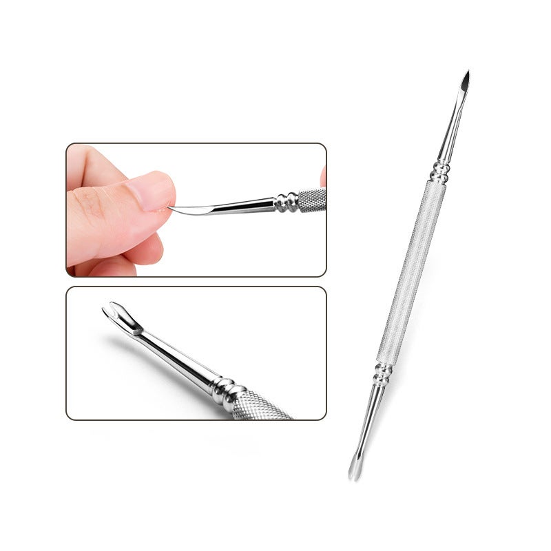 Stainless steel double head v-shaped shovel push cuticle pusher manicure supplies manicure tool suit - Image 3