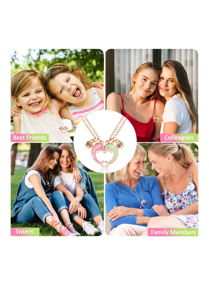 Zikra BFF Necklaces 2PCS Friendship Magnetic Necklaces Best Friends Gold Dolphin Pendant Chain Necklaces for Girls Women Friendship Jewelry Gifts for Kids - Image 4
