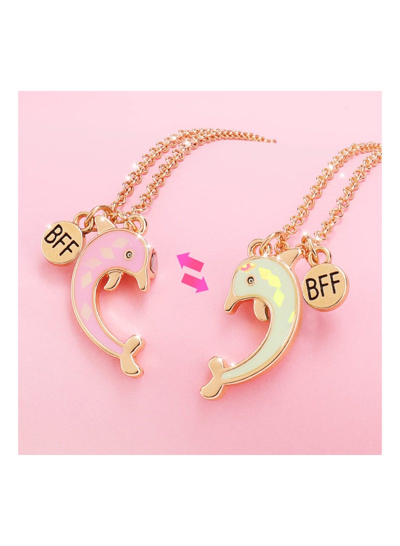 Zikra BFF Necklaces 2PCS Friendship Magnetic Necklaces Best Friends Gold Dolphin Pendant Chain Necklaces for Girls Women Friendship Jewelry Gifts for Kids - Image 2
