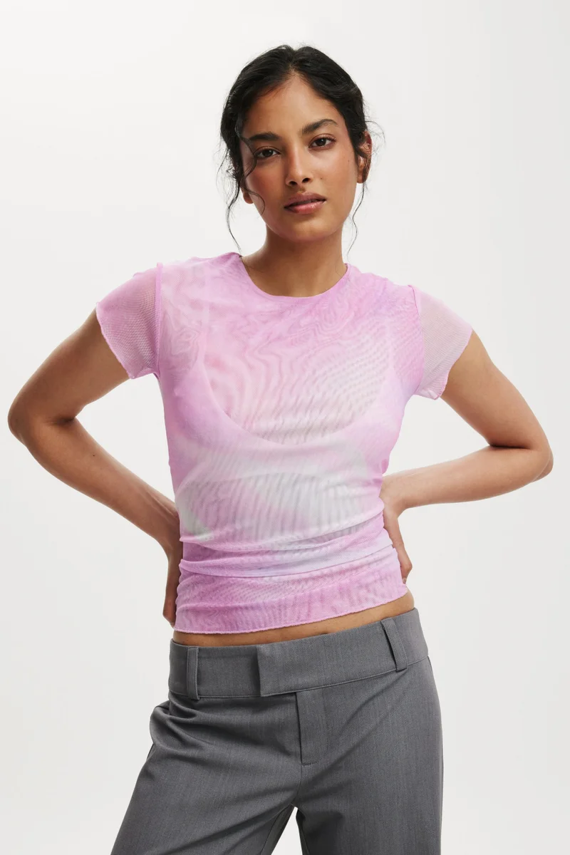 Cotton On Ashley Mesh Short Sleeve Top