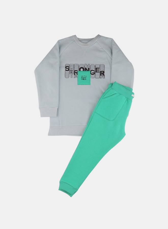 El Sayaad Boy Inner Fleece Stronger Embroidered Winter Pajama Set