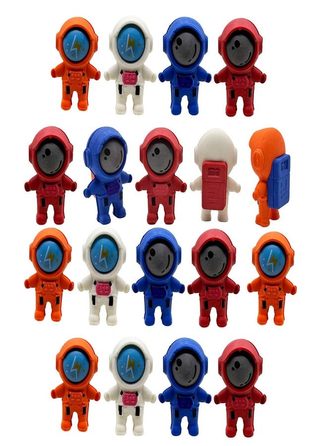 Dicanence 18pcs Cute Outer Space Themed Erasers Fun 3D Spaceman Desk Pet Pencil Erasers for Prize Gifts Party Favors Goodie Bag Fillers(Cartoon) - Image 1