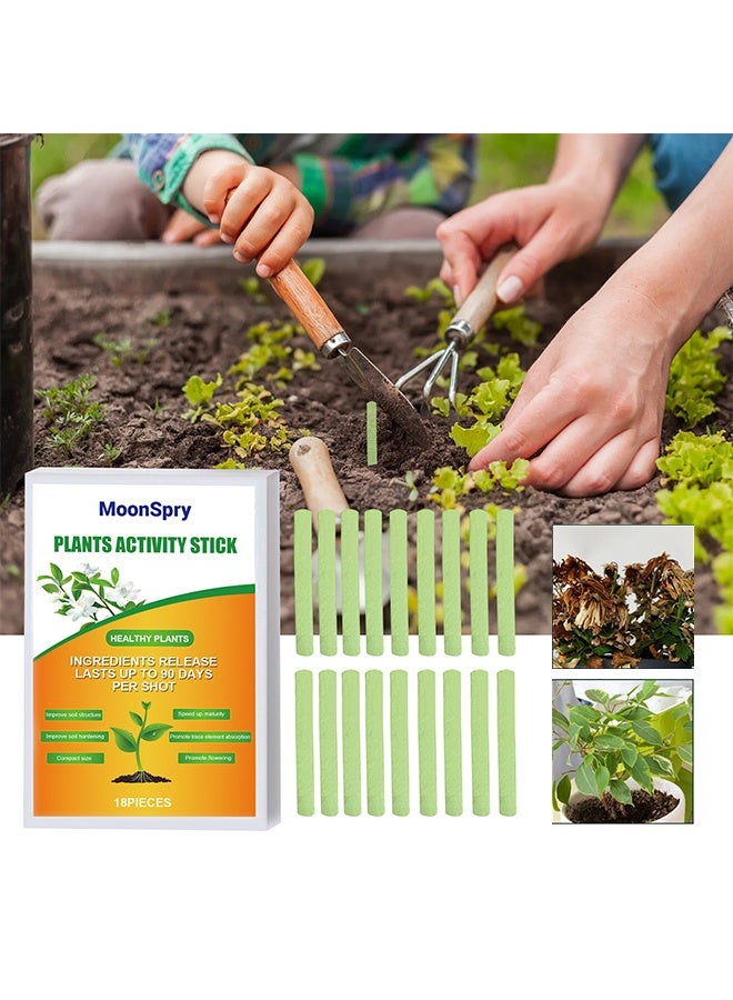 MOONSPRY Plants Activity Stick, Fertilizer Spikes, Plant Growth Food Spikes for Indoor Outdoor, Growth Plant Food Sticks Continuous Feeding for all Flowering and Foliage Houseplants 18pcs - Image 1