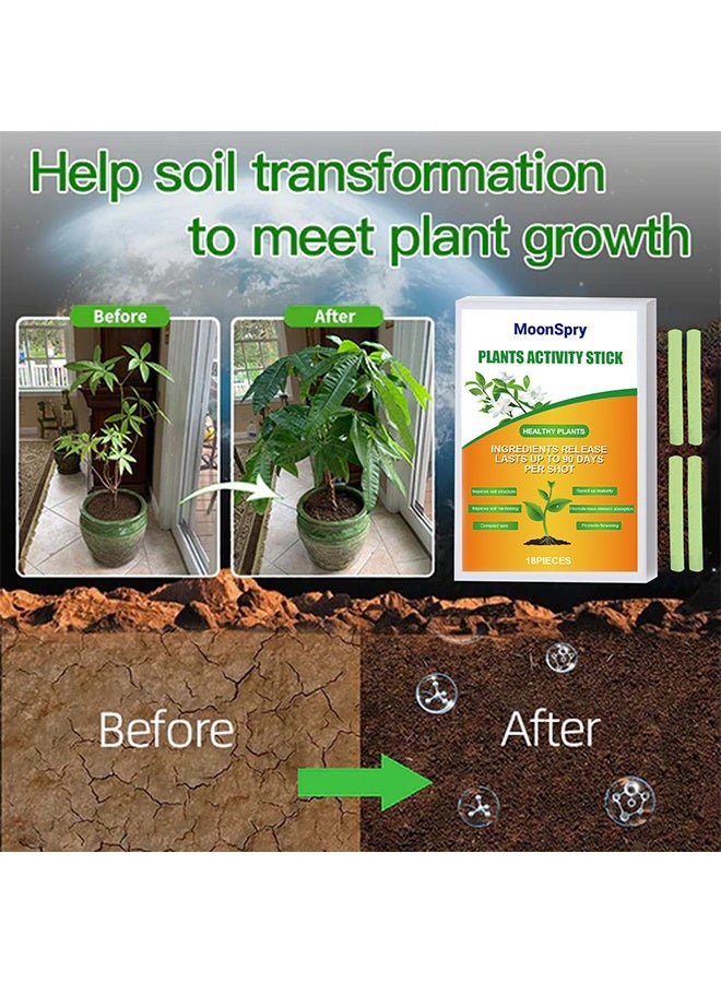 MOONSPRY Plants Activity Stick, Fertilizer Spikes, Plant Growth Food Spikes for Indoor Outdoor, Growth Plant Food Sticks Continuous Feeding for all Flowering and Foliage Houseplants 18pcs - Image 2