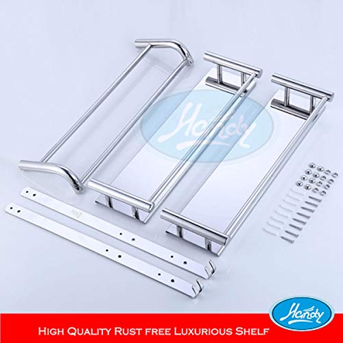 HANDY Stainless Steel Bathroom Accessories 2 Layer Multipurpose Wall Mount Bath Shelf Organizer Bathroom Shelf Kitchen Shelves (Chrome Finish, Silver - 16 Inch) - Image 4