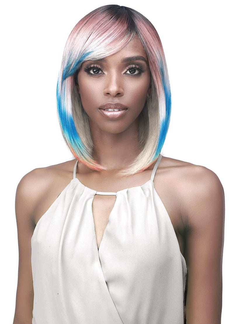 BOBBI BOSS - BOBBI BOSS Bob wig with bangs  M1035 KENNEDY Short Straight Hair Wigs with Special Color Heat Styling with High Heat 1B Natural Black - Image 1