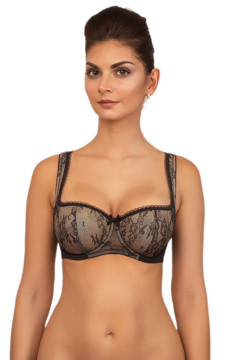 Rosme Womens Balconette Bra with Padded Straps, Collection Laura, Black, Size 32G - Image 3