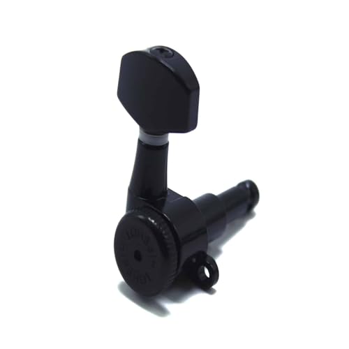 Hipshot Grip-Lock Vintage 6 Inline Bass Side Staggered Closed 8.5mm Tuners with Universal Mounting Plate, Black - Image 1