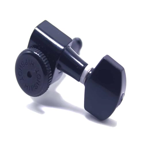 Hipshot Grip-Lock Vintage 6 Inline Bass Side Staggered Closed 8.5mm Tuners with Universal Mounting Plate, Black - Image 2
