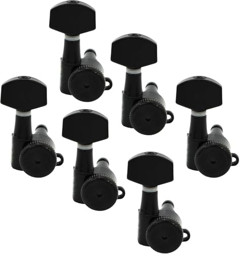Hipshot Grip-Lock Vintage 6 Inline Bass Side Staggered Closed 8.5mm Tuners with Universal Mounting Plate, Black - Image 4