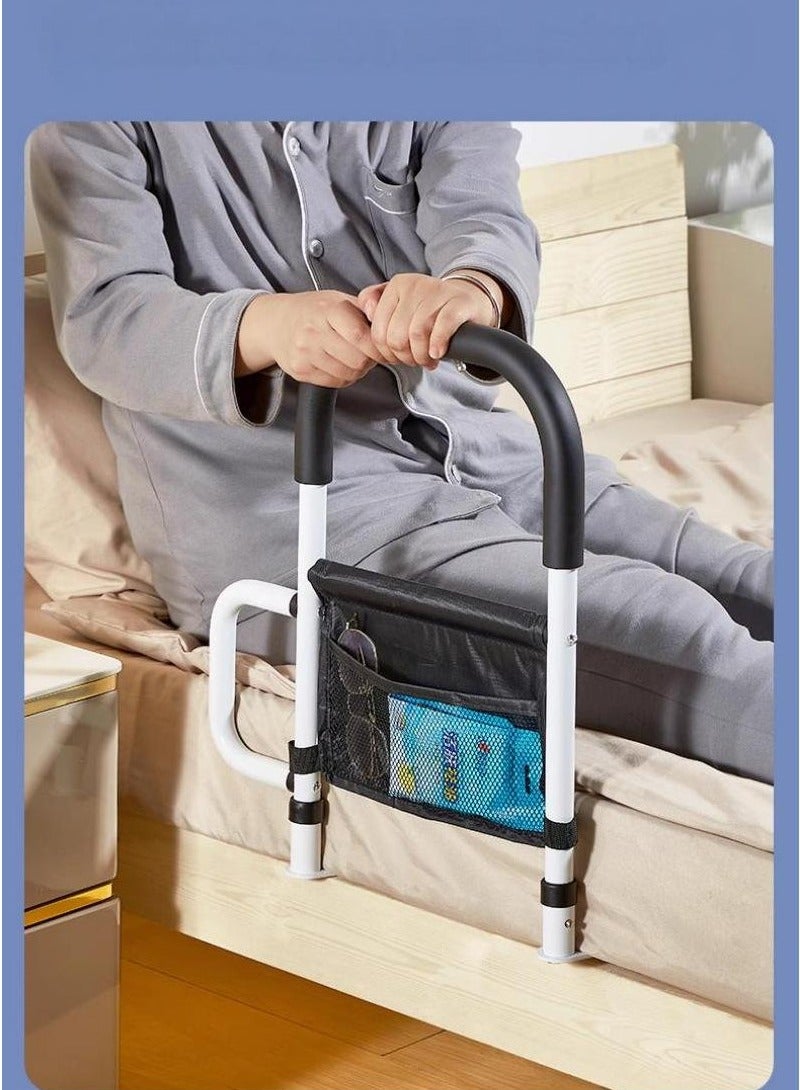 Bed Rails for the Elderly, Disabled, Pregnant Women, and Postoperative populations Safety,Bed Assist Rail with Double Grab Bars & Fall Prevention Guard & Storage Pocket - Image 2