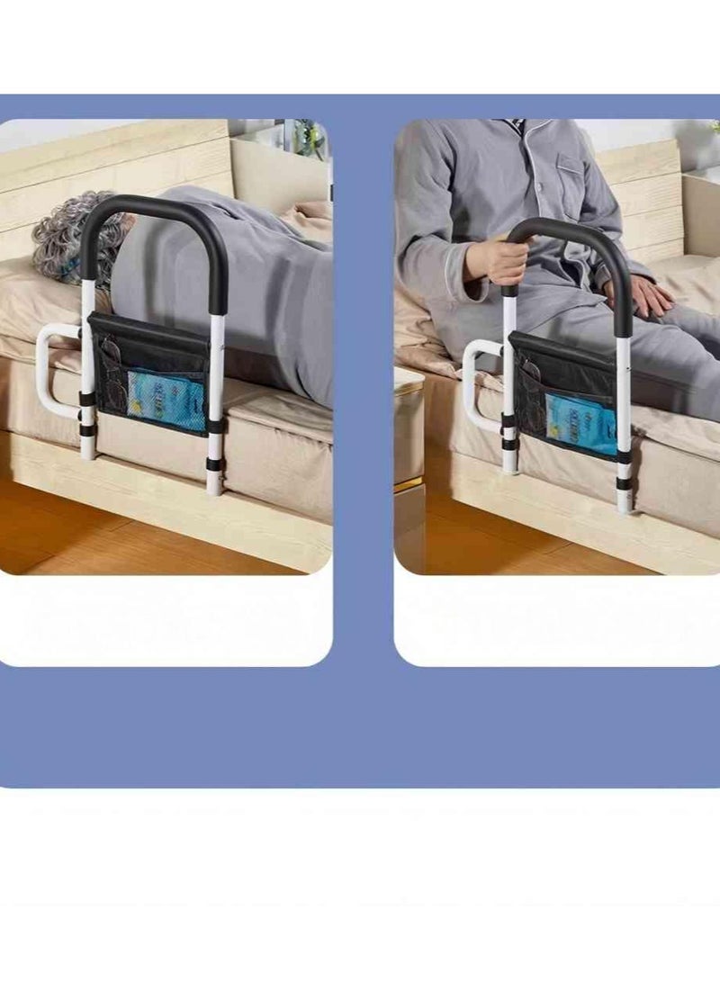 Bed Rails for the Elderly, Disabled, Pregnant Women, and Postoperative populations Safety,Bed Assist Rail with Double Grab Bars & Fall Prevention Guard & Storage Pocket - Image 3
