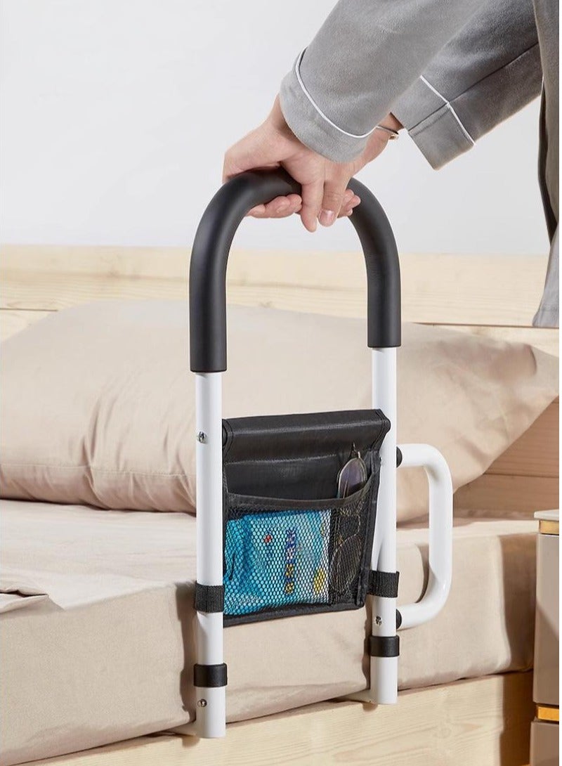 Bed Rails for the Elderly, Disabled, Pregnant Women, and Postoperative populations Safety,Bed Assist Rail with Double Grab Bars & Fall Prevention Guard & Storage Pocket - Image 5