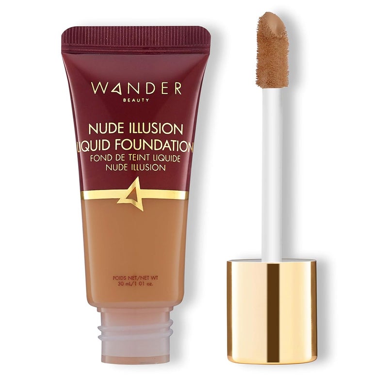 Wander Beauty Wander Beauty Nude Illusion Liquid Foundation  Rich  Medium to Full Coverage Foundation with Niacinamide  Lotus Extract  Natural Skin Finish  Blurs Conceals  Contours  TravelFriendly Tube