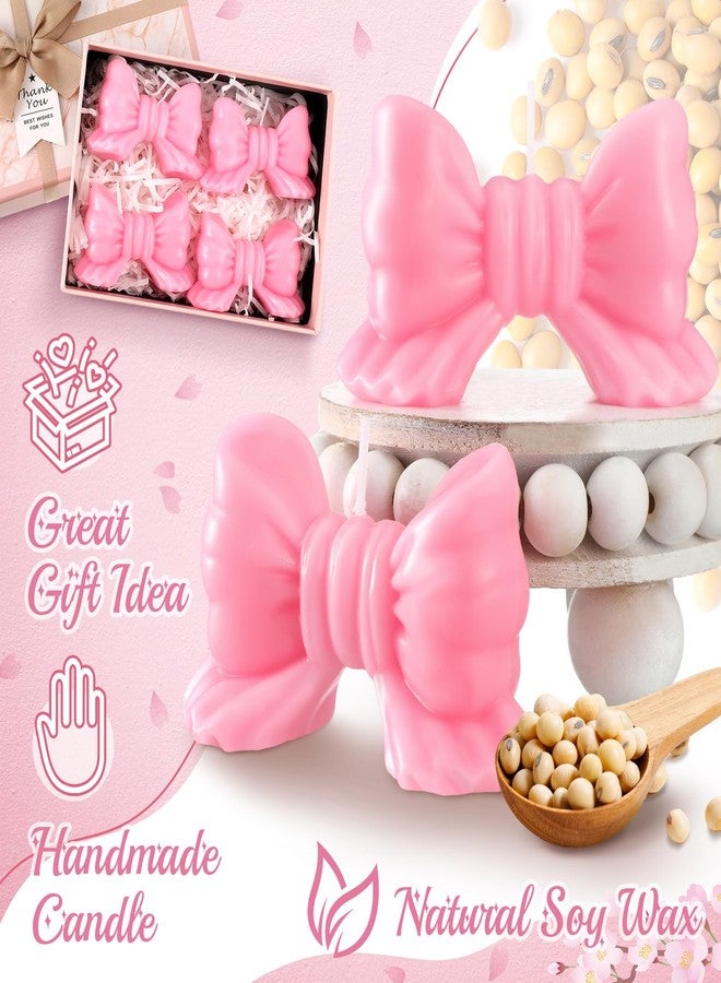 MTLEE 12 Pcs Pink Birthday Candles Pink Bow Birthday Decorations Decorative Soy Wax Candle for Coquette Party Table Photo Prop Girl 1st 2nd Women Supplies Gift - Image 4