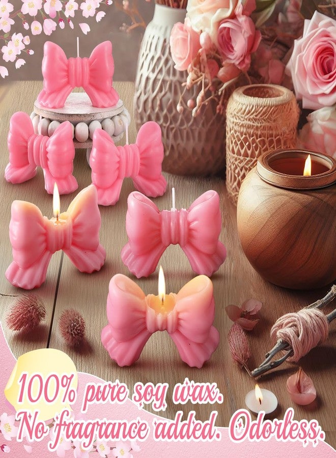 MTLEE 12 Pcs Pink Birthday Candles Pink Bow Birthday Decorations Decorative Soy Wax Candle for Coquette Party Table Photo Prop Girl 1st 2nd Women Supplies Gift - Image 5