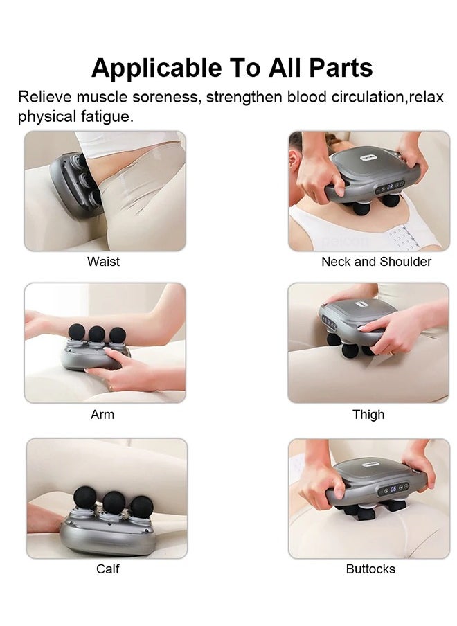 Fascia Gun 6 Heads Massage Gun Muscle Relaxation Electric Massager Body Massage Deep Tissue Muscle for Pain Relief Back Leg Neck