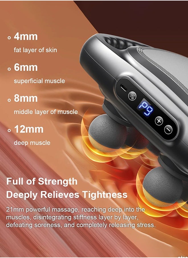 Fascia Gun 6 Heads Massage Gun Muscle Relaxation Electric Massager Body Massage Deep Tissue Muscle for Pain Relief Back Leg Neck