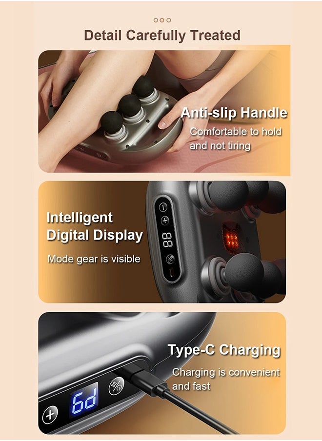 Fascia Gun 6 Heads Massage Gun Muscle Relaxation Electric Massager Body Massage Deep Tissue Muscle for Pain Relief Back Leg Neck